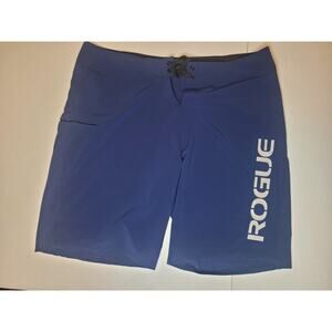 Rogue Fitness Board Short Mens 36 Blue with Pocket and Logo Spellout Athletic